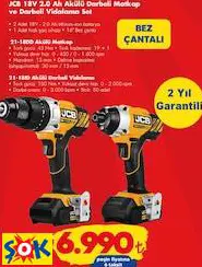 JCB 18V 2.0 AH AKÜLÜ DARBELİ MATKAP VE DARBELİ VİDALAMA SET